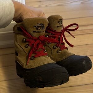 The North Face Tan Boots with Red Laces